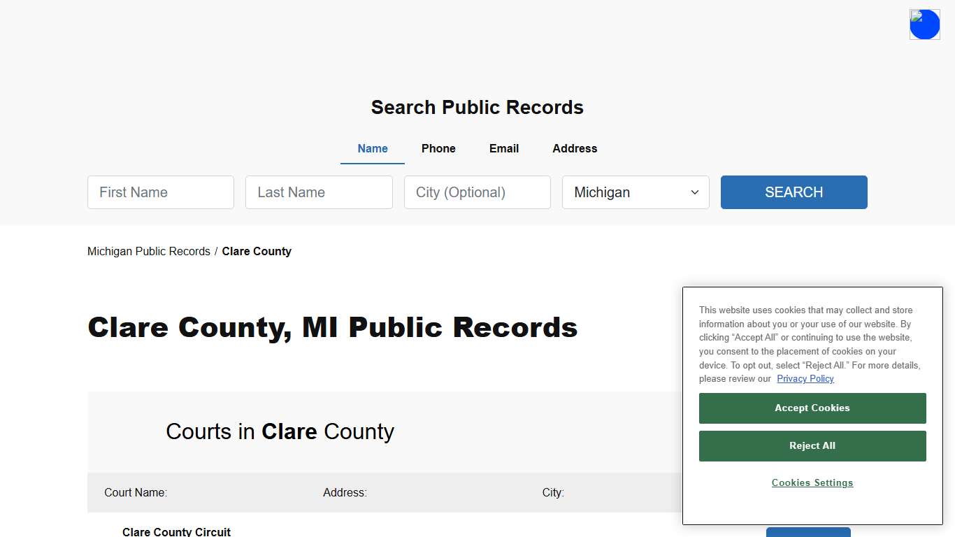 Clare County, MI Public Court, Arrest and Inmate Records - ThePublicIndex